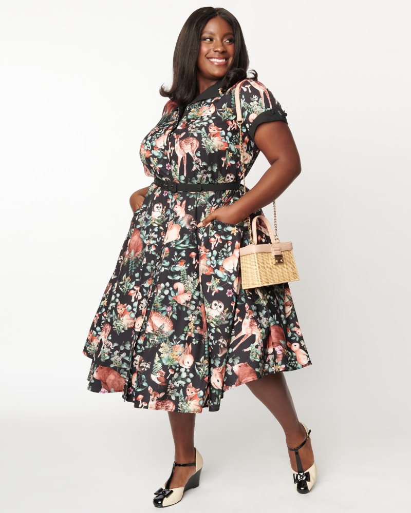 Plus size top floral swing dress